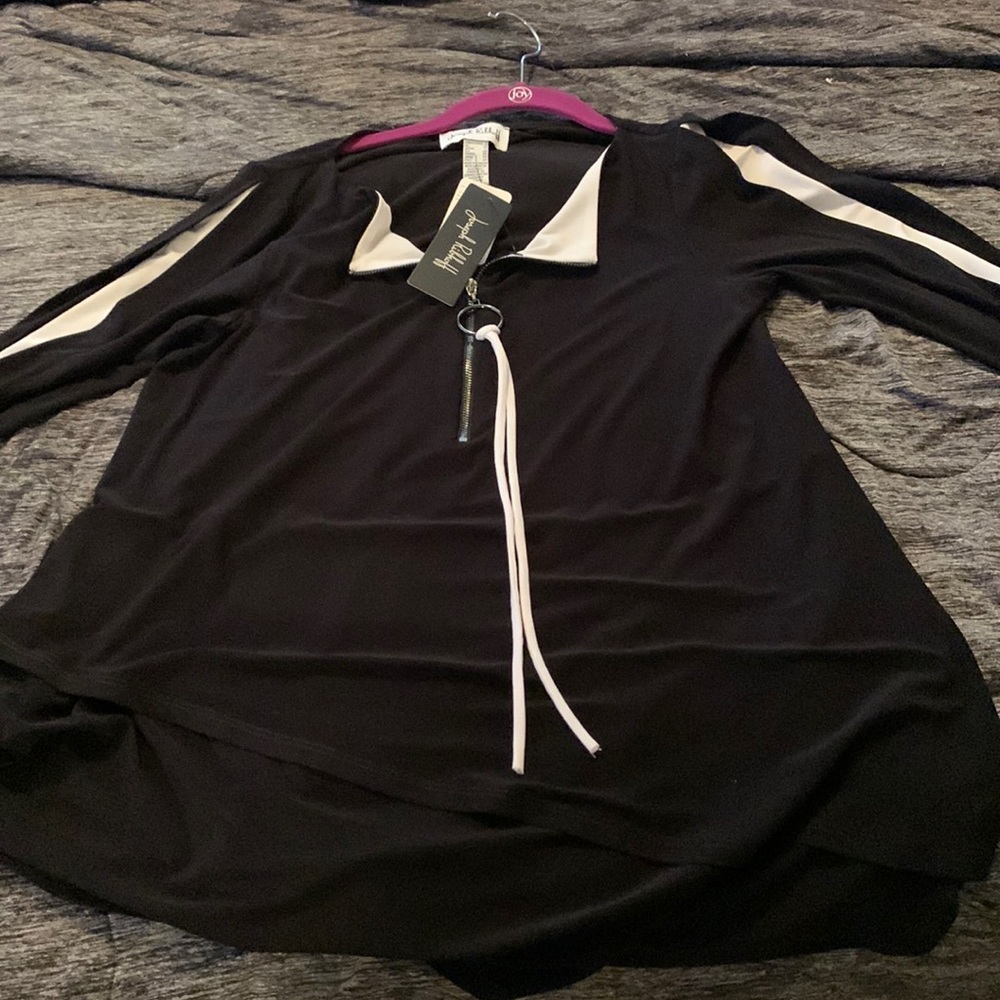 Dressy black top with zipper front halfway